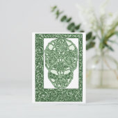 Art Nouveau Skull Green Day of the Dead Briefkaart (Staand voorkant)