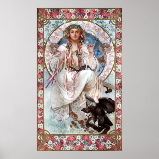  Art Nouveau "Slávie" door Alphonse Mucha Poster (Voorkant)