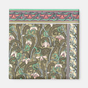 Art nouveau sneeuwdruppel bloem patroon magneet