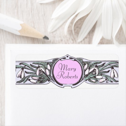 Art Nouveau Sneeuwdruppel Bloemen Tuinieren Inblik Etiket (Insitu)