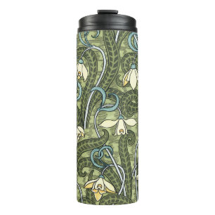 Art Nouveau Sneeuwklokjes Bloemen Vintage Thermosbeker