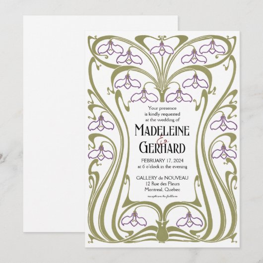 Art Nouveau Sneeuwklokjes Bruiloft Kaart (Voorkant / Achterkant)