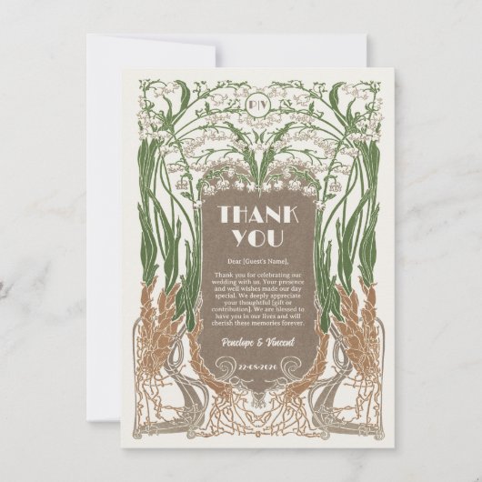 Art Nouveau Sneeuwklokjes Elegance Bedankkaart (Voorkant)