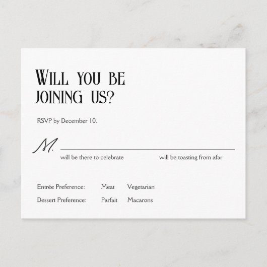 Art Nouveau Sneeuwklokjes RSVP Bruiloft Kaart (Voorkant)