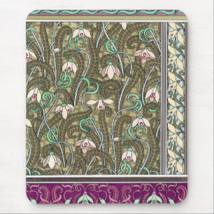 Art nouveau sneeuwval bloem patroon mousepad muismat