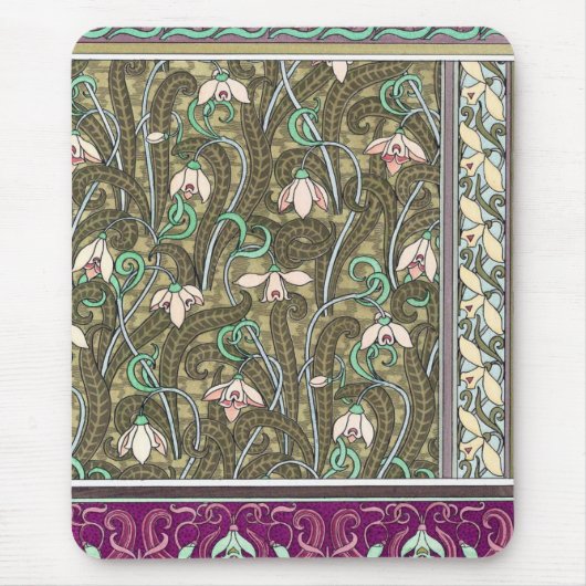 Art nouveau sneeuwval bloem patroon mousepad muismat (Voorkant)