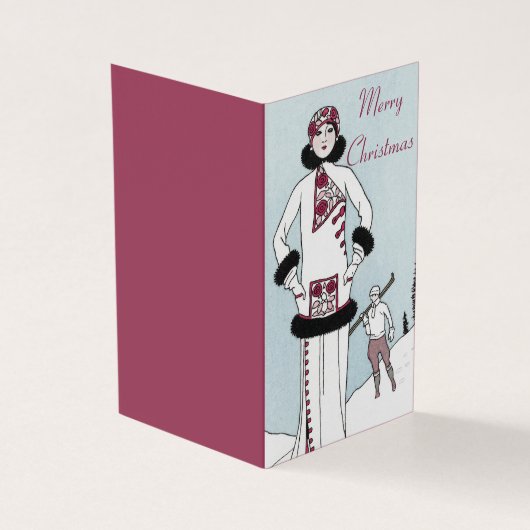 Art Nouveau Snow Queen Merry-kerstkaart Kaart (Buitenkant)