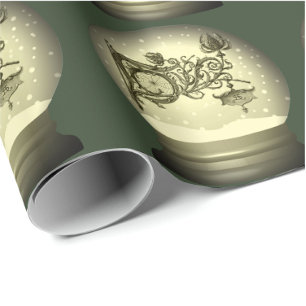 Art nouveau snow wereldbol cadeaupapier