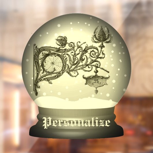 Art nouveau snow wereldbol raamsticker (Vel 2)