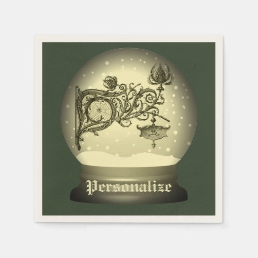 Art nouveau snow wereldbol servet (Voorkant)