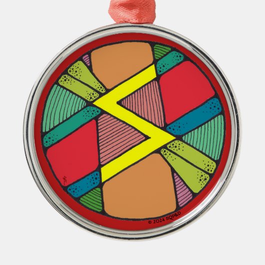 Art Nouveau Sowilo Rune van succes Metalen Ornament (Voorkant)