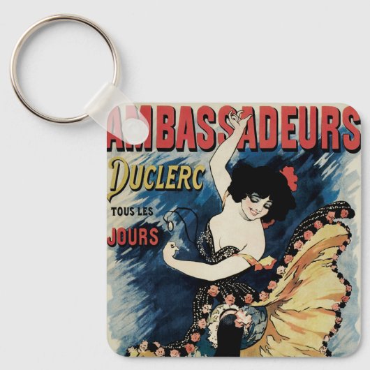  Art Nouveau, Spaanse Flamenco Dancer Sleutelhanger (Voorkant)