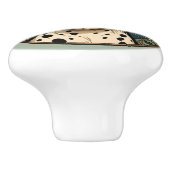 art nouveau spotted cat keramische knop (Zijkant)