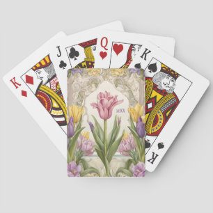 Art Nouveau Spring Tulip gedateerd Pokerkaarten