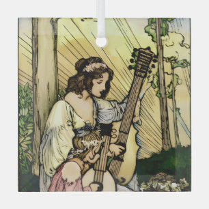 Art Nouveau Sprookjesmuzikanten Vintage Illustrati Glas Ornament