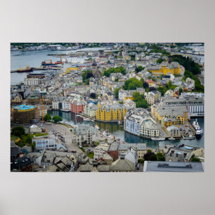 Art Nouveau stad Alesund, Noorwegen poster