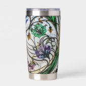 Art Nouveau Stained Glass Look Geïsoleerde Drinkbeker (Achterkant)