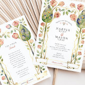 Art Nouveau Stained Glass Rose Gold Wedding Kaart