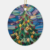 Art Nouveau Stained Glass Tree – 2025 Holiday Gift Keramisch Ornament (Links)