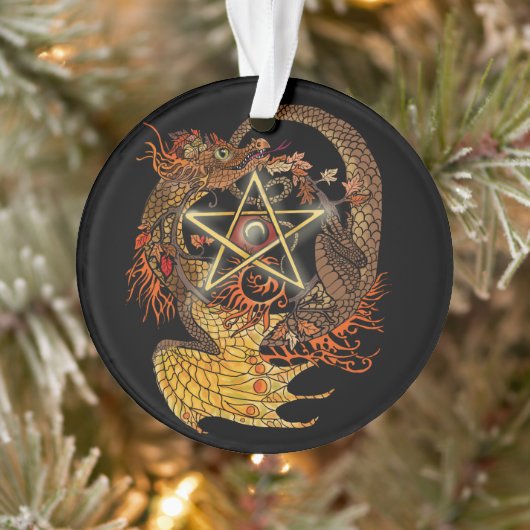 Art Nouveau Star/Pentacle Dragon gekleurd Ornament (Boom)