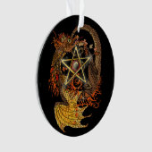 Art Nouveau Star/Pentacle Dragon gekleurd Ornament (voorkant)