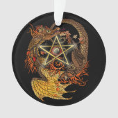Art Nouveau Star/Pentacle Dragon gekleurd Ornament (voorkant)