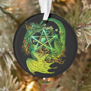 Art Nouveau Star/Pentacle Dragon gekleurd Ornament