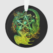 Art Nouveau Star/Pentacle Dragon gekleurd Ornament (voorkant)
