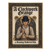 Art Nouveau Steampunk Een Klokwerk Oranje Poster