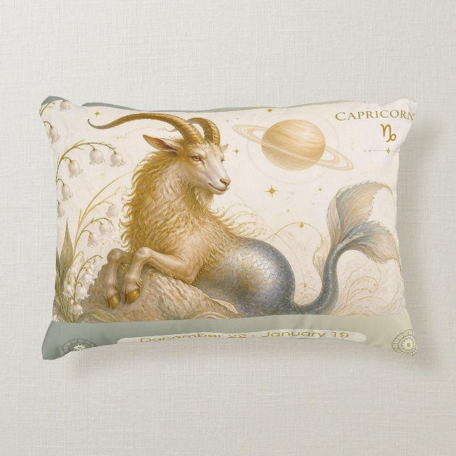 Art Nouveau Steenbok Sierkussen Accent Kussen (Voorkant)