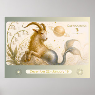 Art Nouveau Steenbok Zodiakale Muurkunst Poster