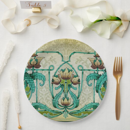 Art Nouveau stijl Acanthus bladeren boeket bloemen Papieren Bordje (Huwelijk)