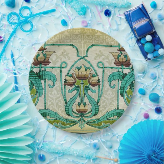 Art Nouveau stijl Acanthus bladeren boeket bloemen Papieren Bordje (Feest)