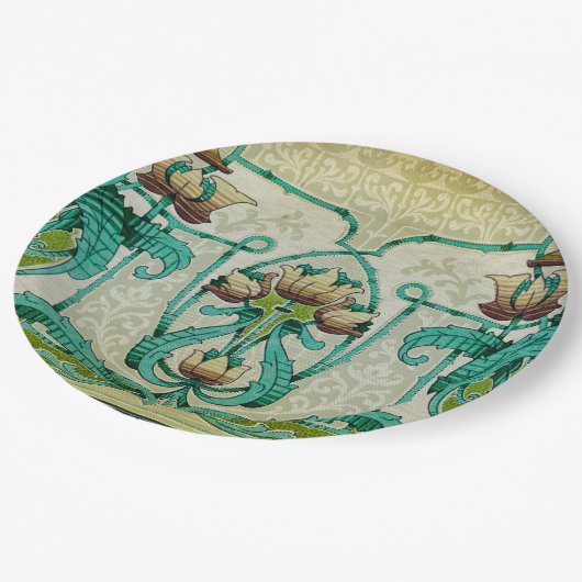 Art Nouveau stijl Acanthus bladeren boeket bloemen Papieren Bordje (Gekanteld)