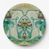 Art Nouveau stijl Acanthus bladeren boeket bloemen Papieren Bordje (Voorkant)