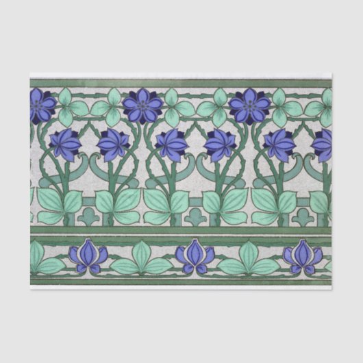 Art Nouveau Stijl Bloemen en Bladgroen Tissuepapier (Voorkant)