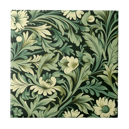 Art Nouveau stijl bloemenpatroon Tegeltje (Voorkant)