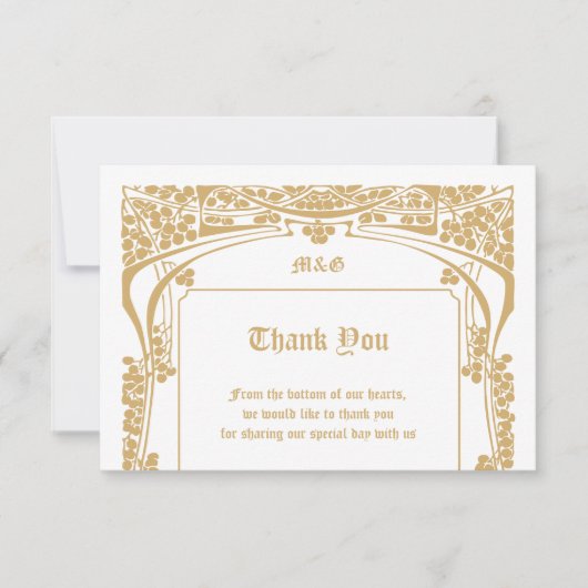  Art Nouveau stijl bruiloft Bedankkaart (Voorkant)