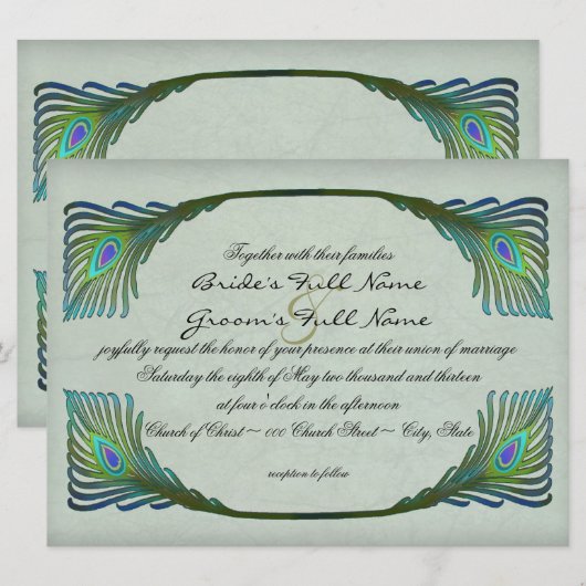 Art Nouveau  stijl bruiloft Kaart (Voorkant / Achterkant)