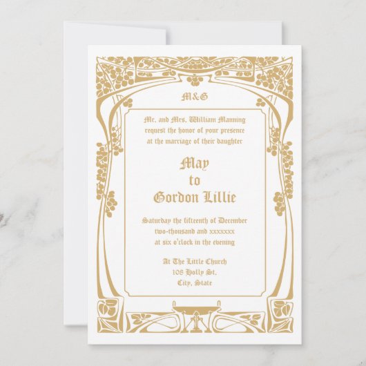 Art Nouveau stijl bruiloft Kaart (Voorkant)