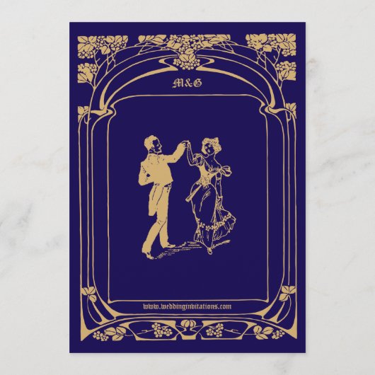 Art Nouveau stijl bruiloft Menu (Achterkant)