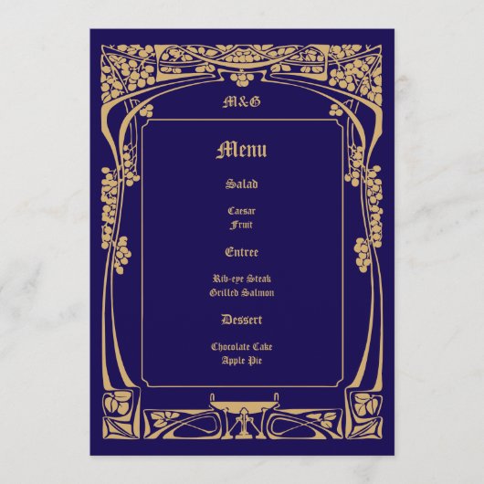  Art Nouveau stijl bruiloft Menu (Voorkant)