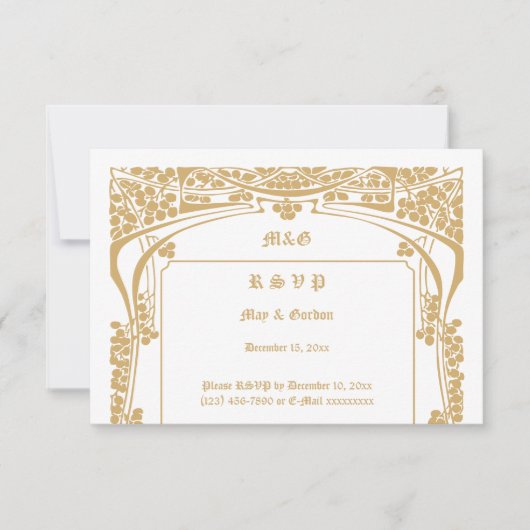 Art Nouveau stijl bruiloft RSVP Kaartje (Voorkant)