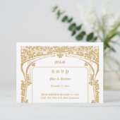 Art Nouveau stijl bruiloft RSVP Kaartje (Staand voorkant)