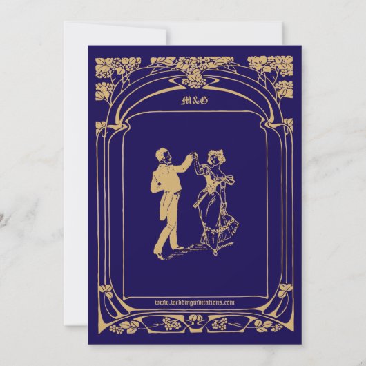 Art Nouveau stijl bruiloft Save The Date (Achterkant)