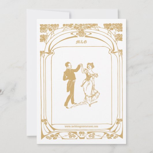 Art Nouveau stijl bruiloft Save The Date (Achterkant)