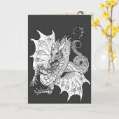 Art Nouveau stijl Dragon ~ wenskaart Kaart (Gele Bloem)