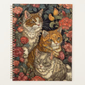 Art Nouveau stijl Drie katten met bloemen Planner (Voorkant)