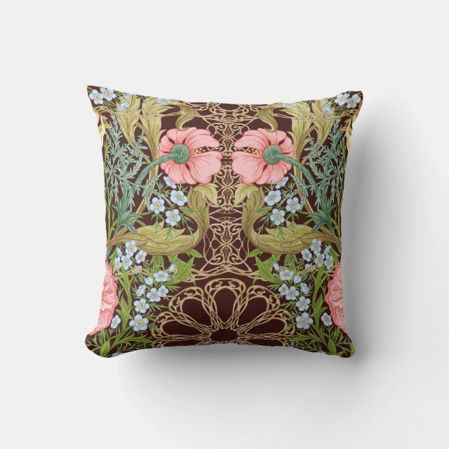 Art Nouveau stijl Floral: gekleurd  patroon Kussen (Voorkant)