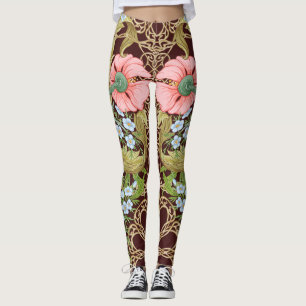 Art Nouveau stijl Floral: gekleurd  patroon Leggings